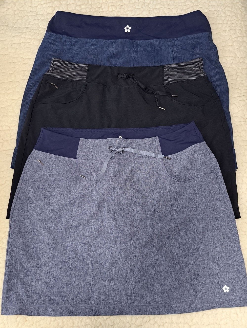 Tuff Athletics Navy, Black and Heather Blue Women’s Skort Set